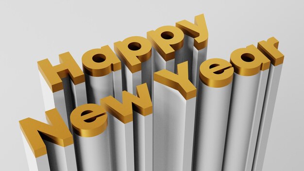 Fondo de feliz año nuevo 3D Texto dorado realista 3d Saludos de año nuevo