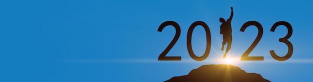 Fondo de feliz año nuevo Salto exitoso al año 2023