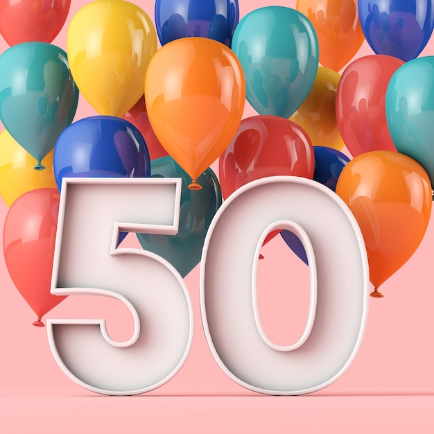 Fondo de feliz cumpleaños con globos de colores d renderizado