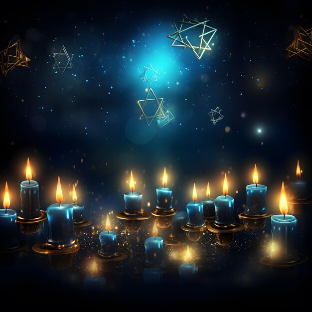 Fondo feliz de Hanukkah con velas Menorah