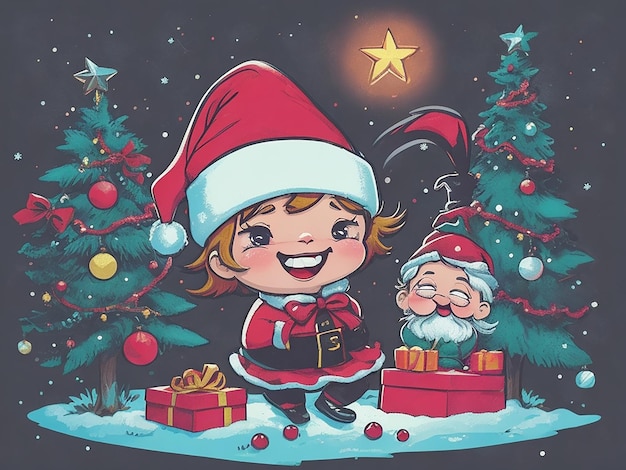 Fondo de Feliz Navidad Arte de la ilustración