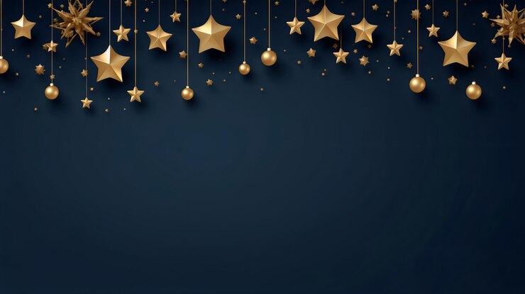 Fondo de Feliz Navidad con estrellas y un árbol de Navidad creado con IA generativa