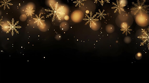 Fondo de feliz Navidad con estrellas Bokeh y copos de nieve creados con IA generativa