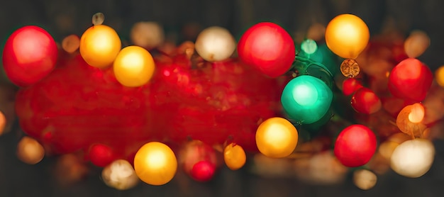 Fondo de feliz Navidad con regalos de bolas de árboles de pino y adornos navideños Ilustración digital