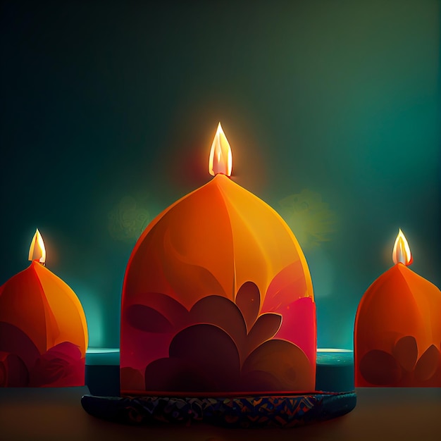 Fondo de festival indio feliz diwali con velas día de diwali feliz día de diwali