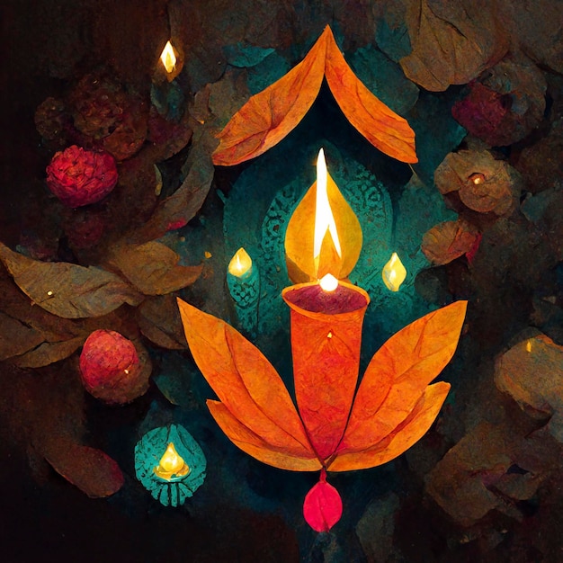 Fondo de festival indio feliz diwali con velas