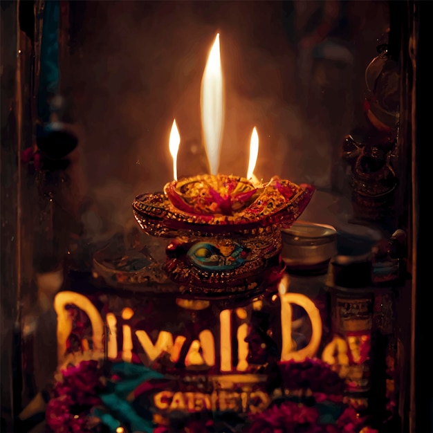 Fondo de festival indio feliz diwali con velas