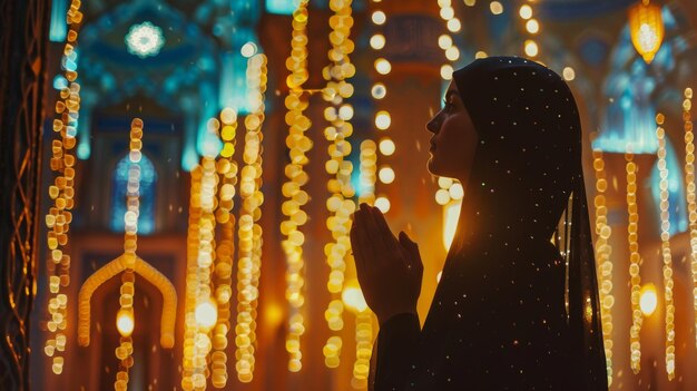 Foto fondo del festival musulmán de eid mubarak con mezquita de estilo de línea