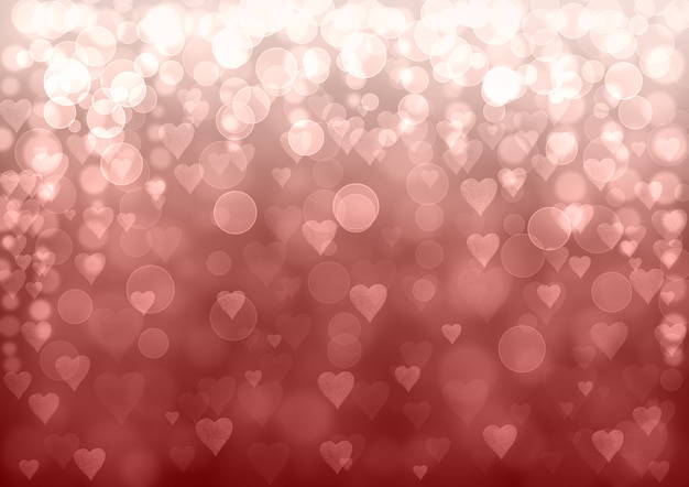 Fondo festivo abstracto de San Valentín de plata rosa. Textura de patrón de efecto brillo bokeh con corazones.