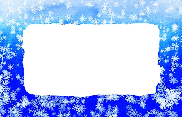 Foto fondo festivo de navidad azul con copos de nieve