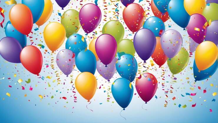 un fondo festivo vibrante para un cartel de felicitaciones de cumpleaños Utilice globos de colores confeti