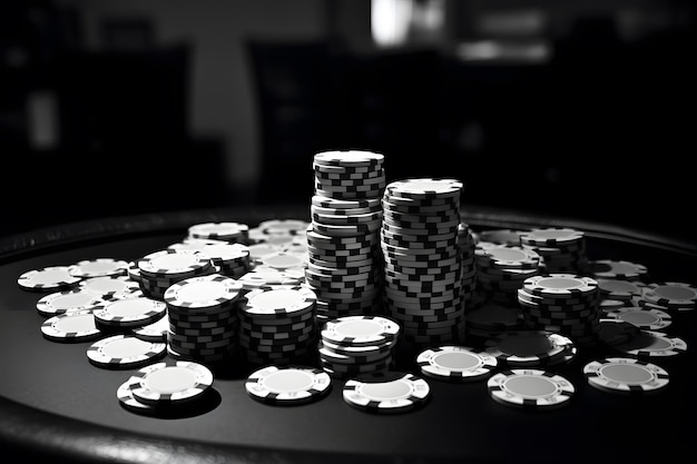 Fondo de fichas de casino generativo en estilo blanco y negro