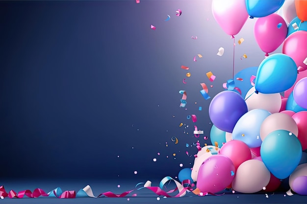 Fondo de fiesta de cumpleaños con globos Ilustración AI GenerativexA