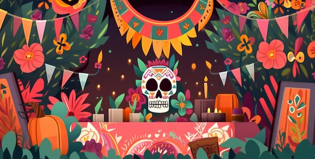 Fondo fiesta mexicana Ilustración AI GenerativexA