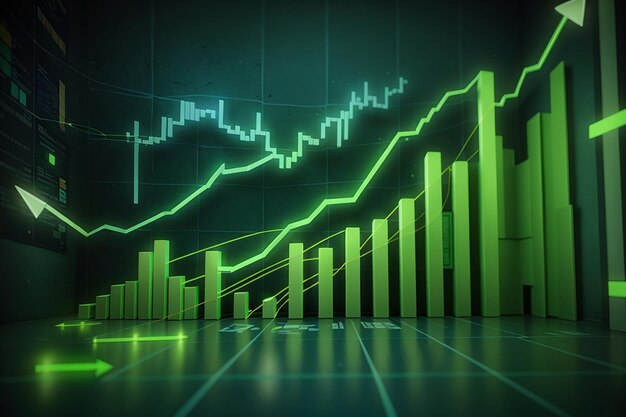 Fondo de flecha verde de crecimiento de mercado de participación empresarial