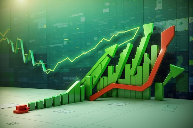 Fondo de flecha verde de crecimiento de mercado de participación empresarial