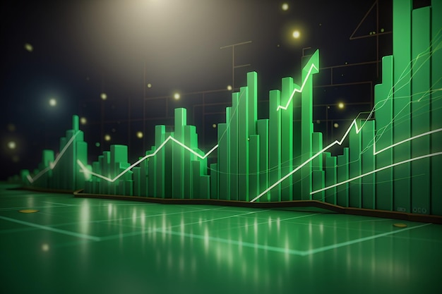 Fondo de flecha verde de crecimiento de mercado de participación empresarial