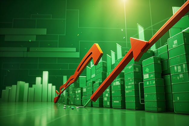 Fondo de flecha verde de crecimiento de mercado de participación empresarial