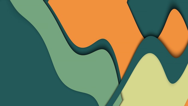 Fondo flexible abstracto rizado verde amarillo, rayas curvas de diferentes colores. Geométrico