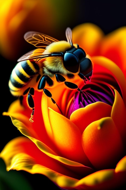 Un fondo de flor de abeja generado por Ai.