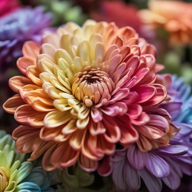 El fondo de la flor del arco iris del crisantemo