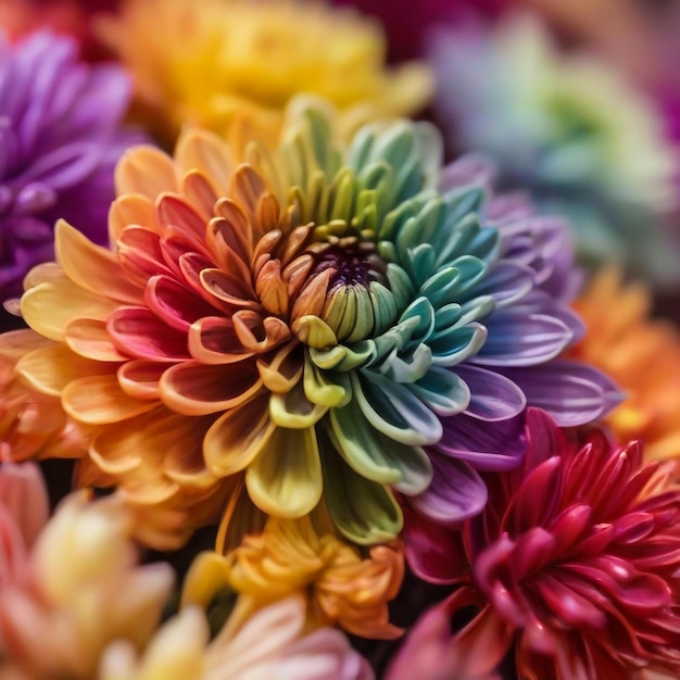 El fondo de la flor del arco iris del crisantemo