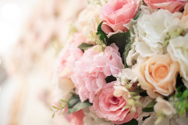 Fondo de la flor de la boda blanca y decoración de la boda