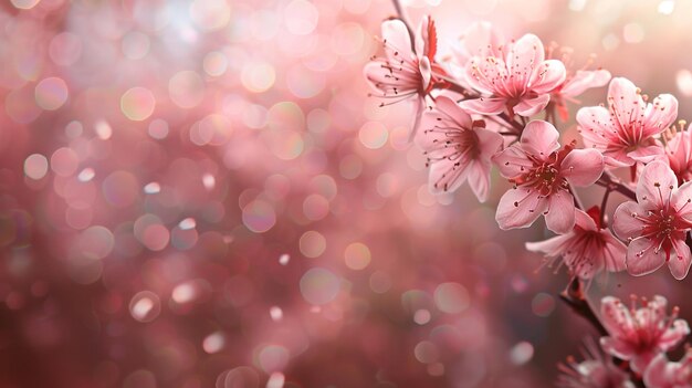 Fondo de flor de cerezo con luces bokeh Fondo floral de primavera