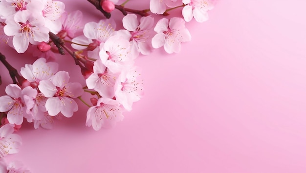 Fondo de flor de cerezo rosa con un fondo rosa