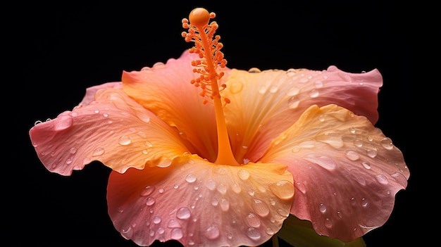 Fondo De Flor De Hibisco Macro Melocotón