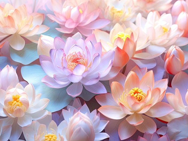 Fondo de flor de loto pastel Ilustración suave IA generativa