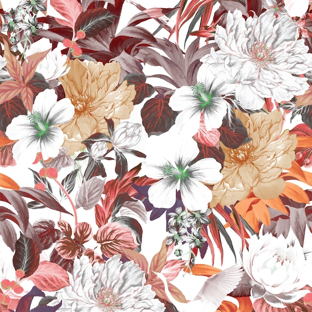 Fondo floral abstracto para impresión en textiles, papel de embalaje, tarjetas postales, cuadernos y otros