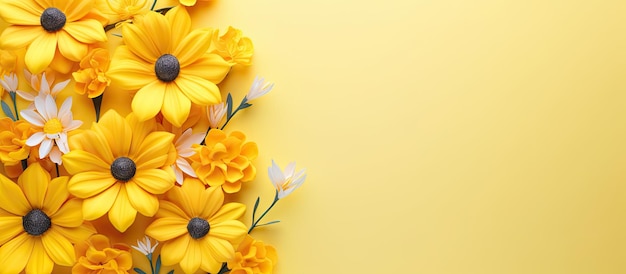 Foto fondo floral en amarillo de moda perfecto para el día del niño con espacio de texto