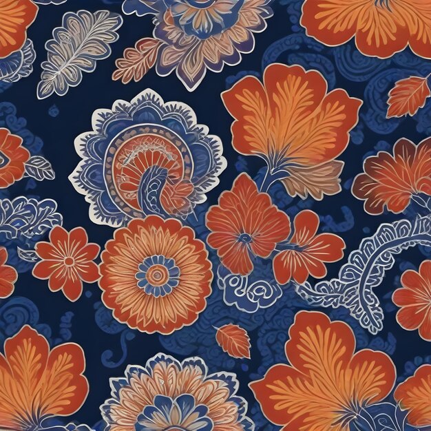 Foto un fondo floral azul con flores de naranja y un fondo azul