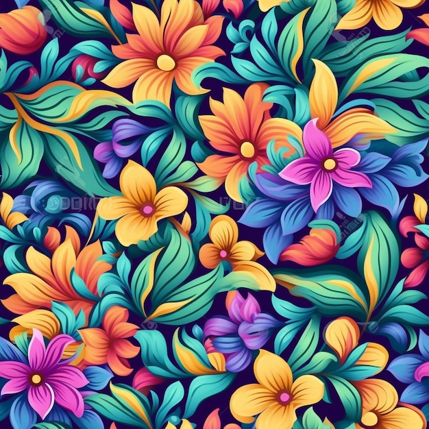 un fondo floral colorido con muchas flores diferentes ai generativo