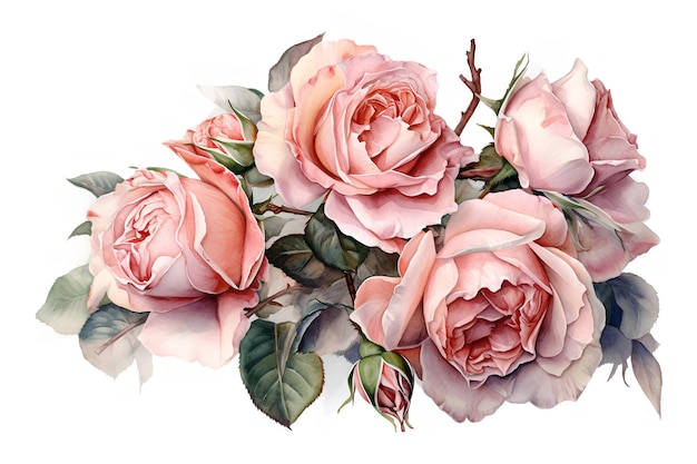 Fondo floral elegante acuarela rosas flor ai generado