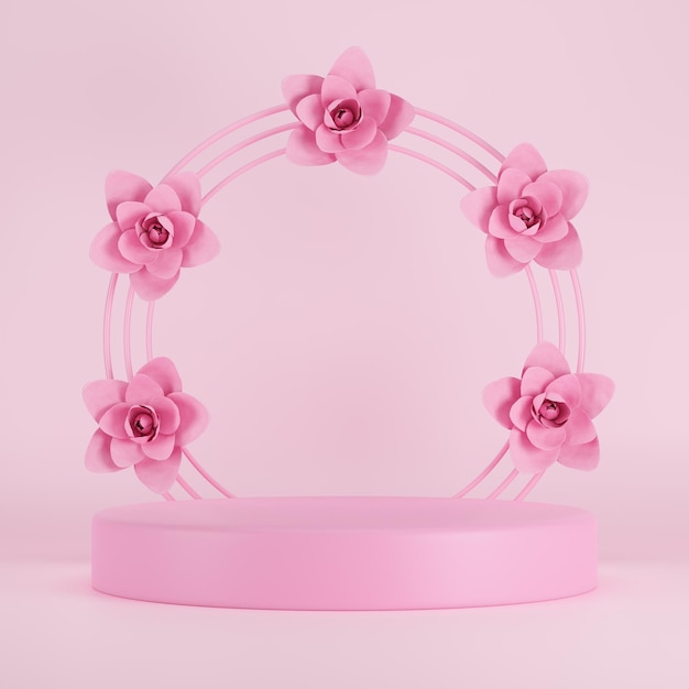 Foto fondo floral con escenario de pedestal de podio