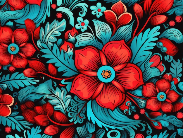 Fondo floral en el estilo de la naturaleza colorida de dibujos animados