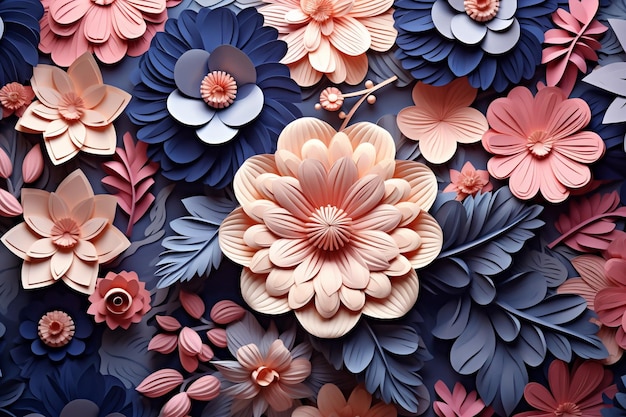 Fondo floral de estilo papel