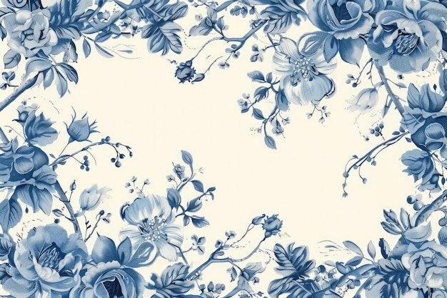 Foto un fondo floral con flores azules y las palabras flores azul y blancas