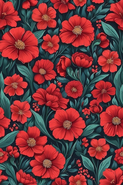 Foto fondo floral de flores rojas