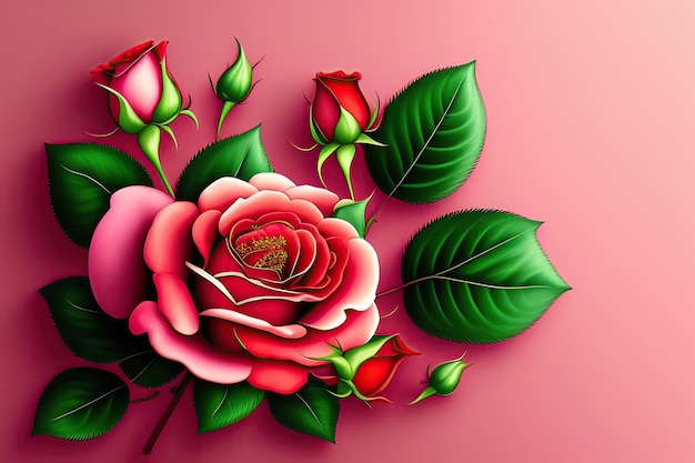 Fondo floral con flores rosas