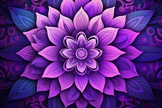 Fondo floral de mandala púrpura