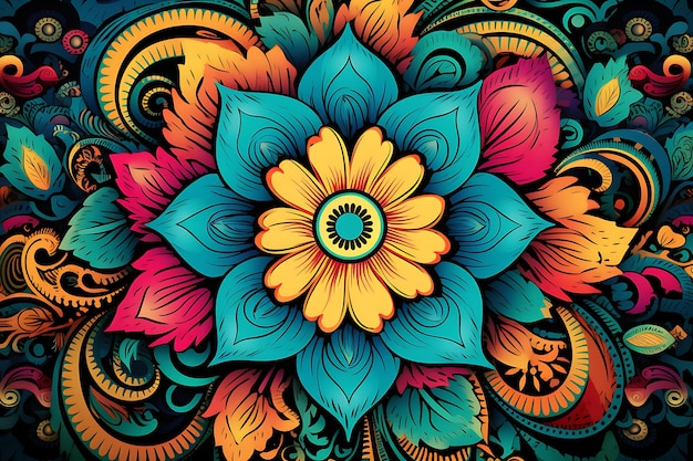 El fondo floral de los mandalas