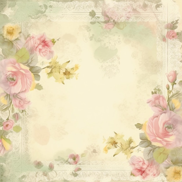 Un fondo floral con un marco de rosas.