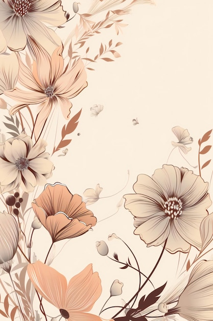 Un fondo floral con motivos florales y un lugar para el texto.