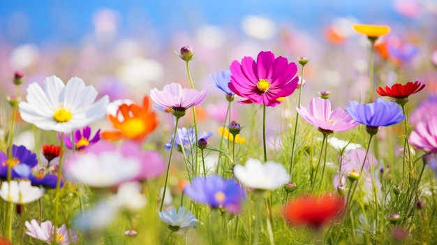 El fondo floral de la naturaleza a principios del verano El colorido paisaje natural de primavera