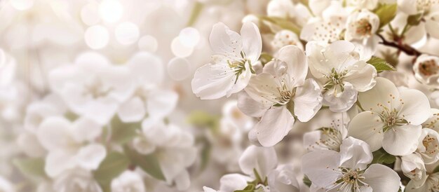 Fondo floral de primavera con flores blancas