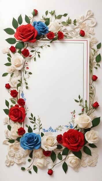 Fondo floral con tarjeta de invitación en blanco blanco