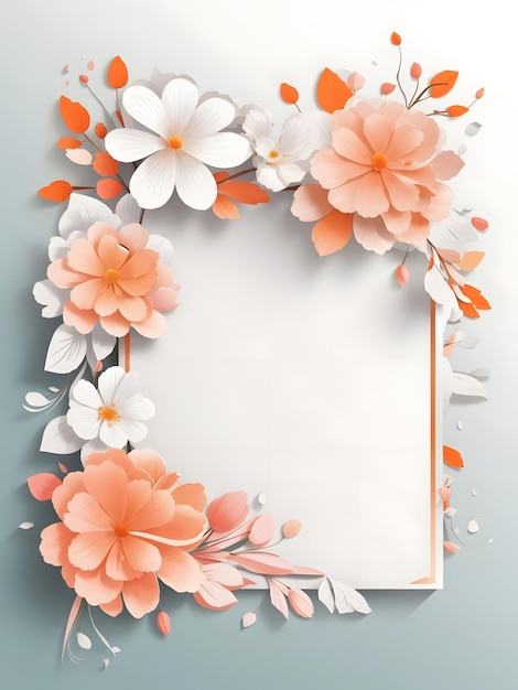 Foto fondo floral con tarjeta de invitación en blanco blancodía de la madrebodagenerativa ai